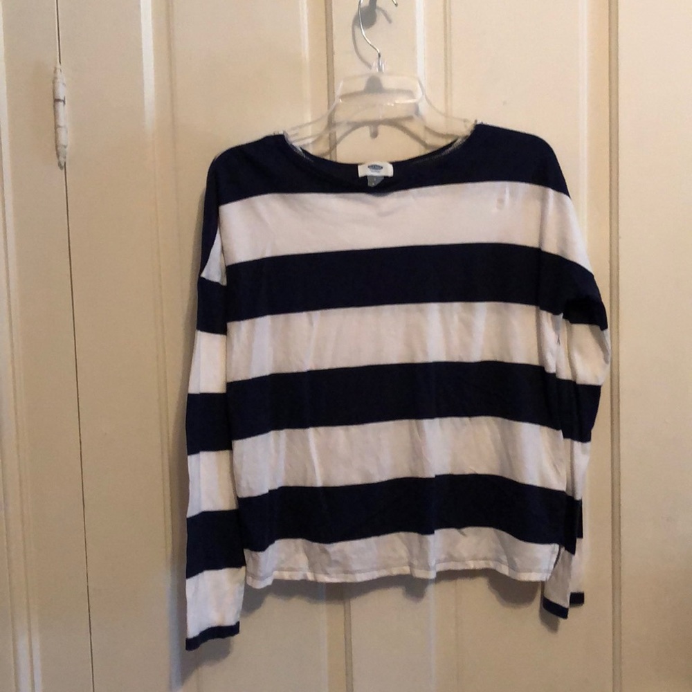 Old Navy long sleeve tee navy and cream striped